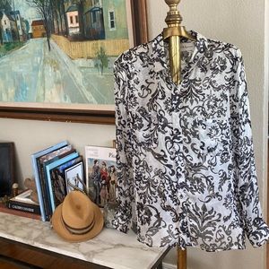 Graham & Spencer Damask Sheer Silk Blouse